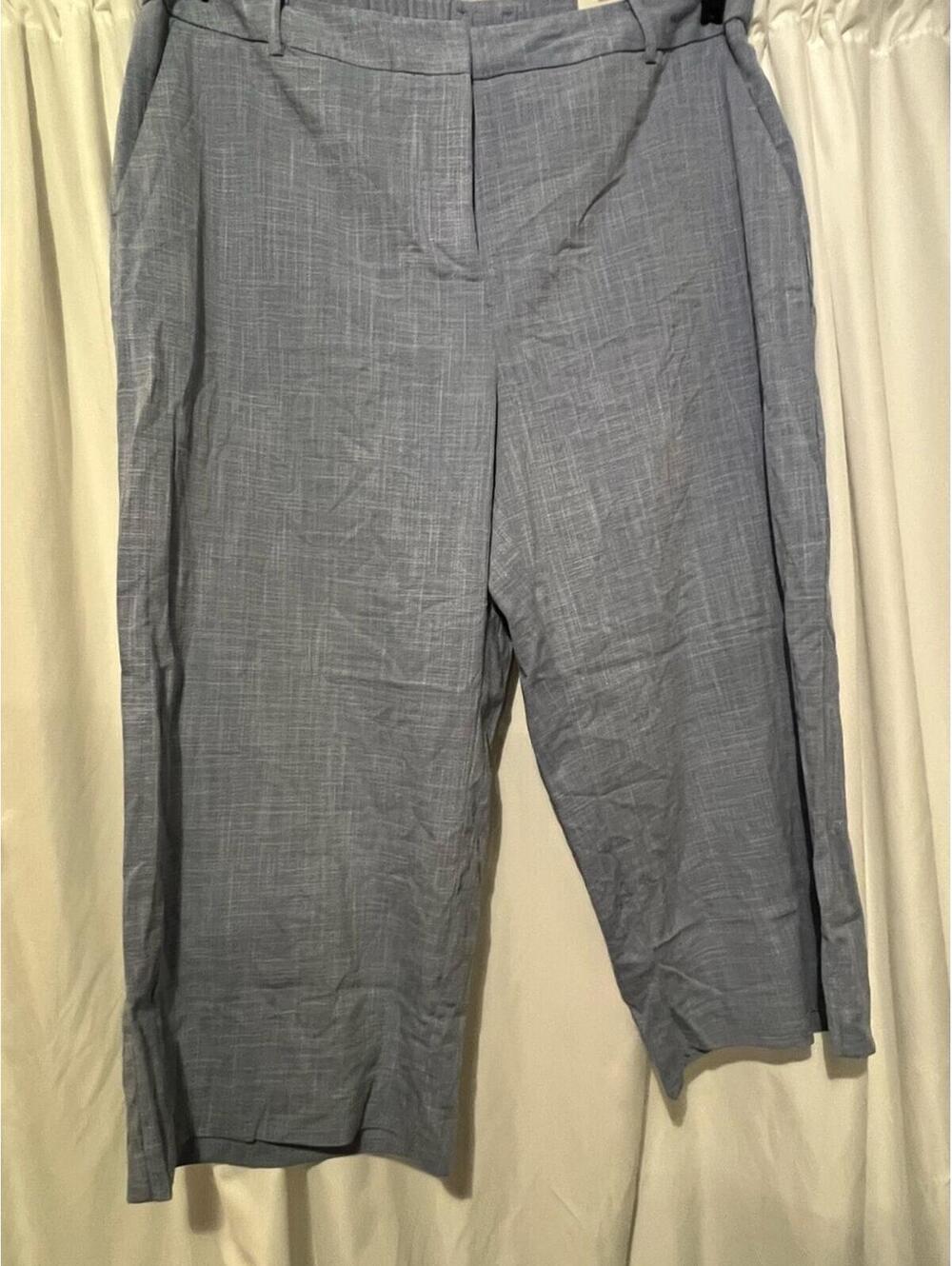 Worthington Light Blue Ankle Cropped Pants wide leg 18w women’s NWT